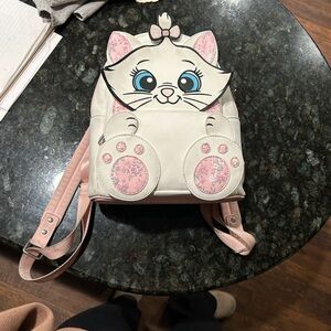 Loungefly White and Pink Marie Cat Mini Backpack